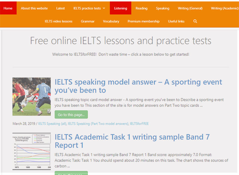 IELTS for Free - website học IELTS online hay