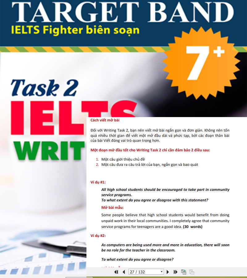 Download Bộ IELTS Writing target 7+ task 2 - IELTS Fighter biên soạn