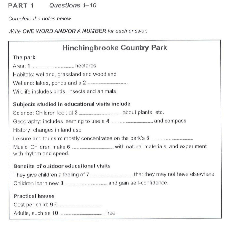 C19 Test 1 - Listening - Part 1