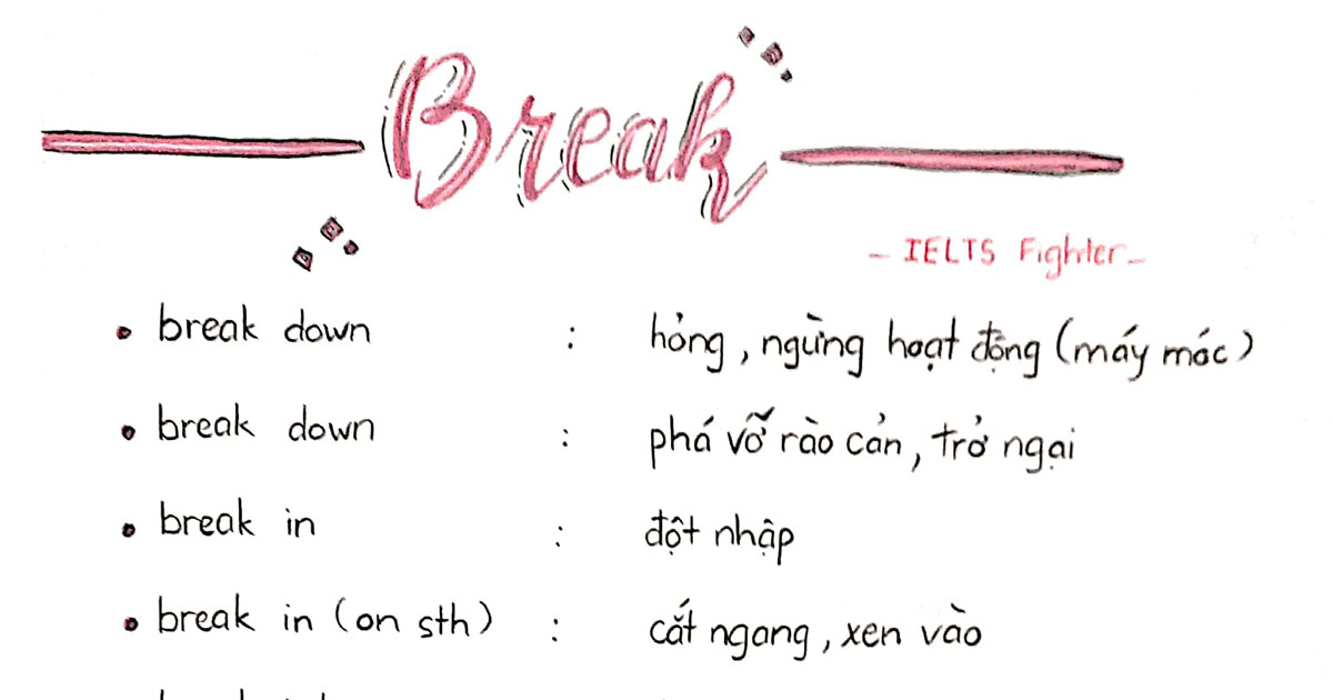 Phrasal verb with Break - Cụm động từ tiếng Anh với Break