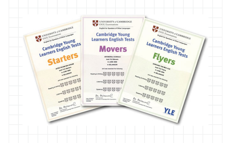 Chứng chỉ Cambridge gồm 3 loại: Starter, Movers và Flyers