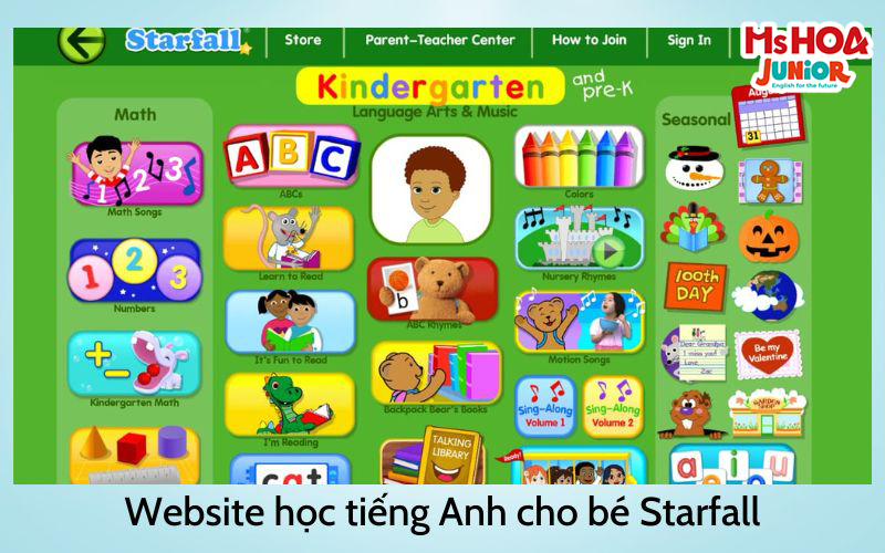 Website học tiếng Anh cho trẻ em Starfall
